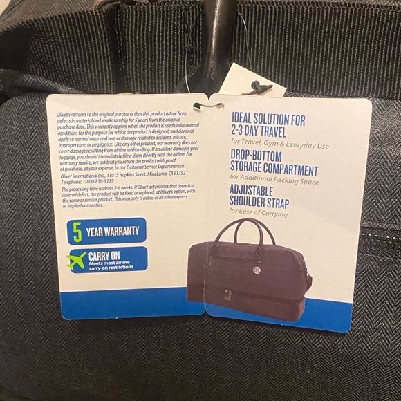 Protege 21 In Drop-Bottom Weekender Travel Duffel Bag, Charcoal - Picture 2 of 6